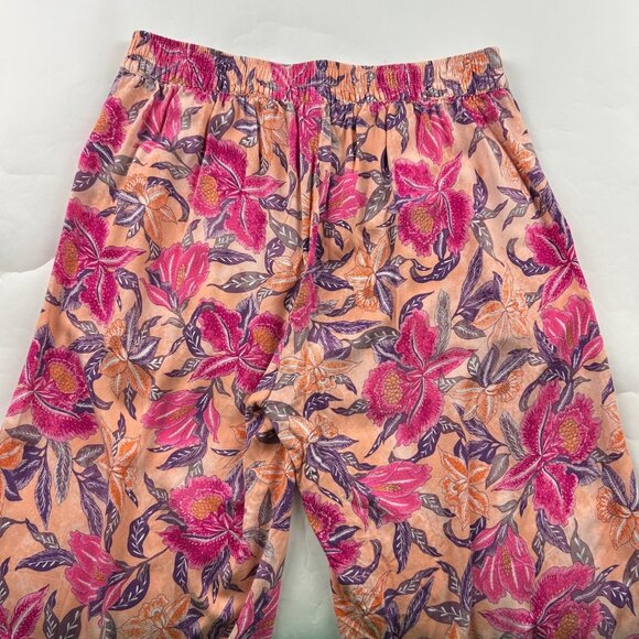 Old Navy Peach Pink Floral Lightweight Wide Leg Playa Pant L - Picture 7 of 7